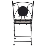 3 Piece Mosaic Bistro Set Ceramic Tile Grey - Rear View
