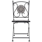 3 Piece Mosaic Bistro Set Ceramic Tile Grey - Low Angle