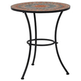 3 Piece Mosaic Bistro Set Ceramic Tile Orange/Grey - Front View