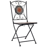 3 Piece Mosaic Bistro Set Ceramic Tile Orange/Grey - Side View