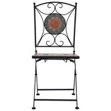 3 Piece Mosaic Bistro Set Ceramic Tile Orange/Grey - 45-Degree Angle