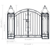 Ornamental Garden Gate Wrought Iron 122x20.5x100 cm - Rear View