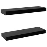 Floating Wall Shelves 2 pcs Black 40x20x3.8 cm - Front View