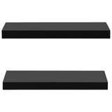 Floating Wall Shelves 2 pcs Black 40x20x3.8 cm - Side View