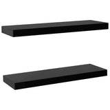 Floating Wall Shelves 2 pcs Black 60x20x3.8 cm - Front View