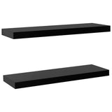 Floating Wall Shelves 2 pcs Black 80x20x3.8 cm - Front View