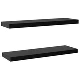 Floating Wall Shelves 2 pcs Black 100x20x3.8 cm - Front View