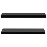 Floating Wall Shelves 2 pcs Black 100x20x3.8 cm - Side View