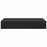 Floating Wall Shelf with Drawer Black 48x25x8 cm