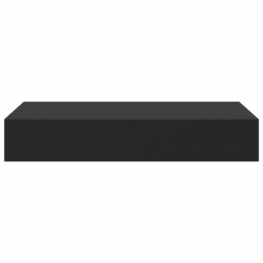 Floating Wall Shelf with Drawer Black 48x25x8 cm