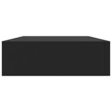 Floating Wall Shelf with Drawer Black 48x25x8 cm - Rear View