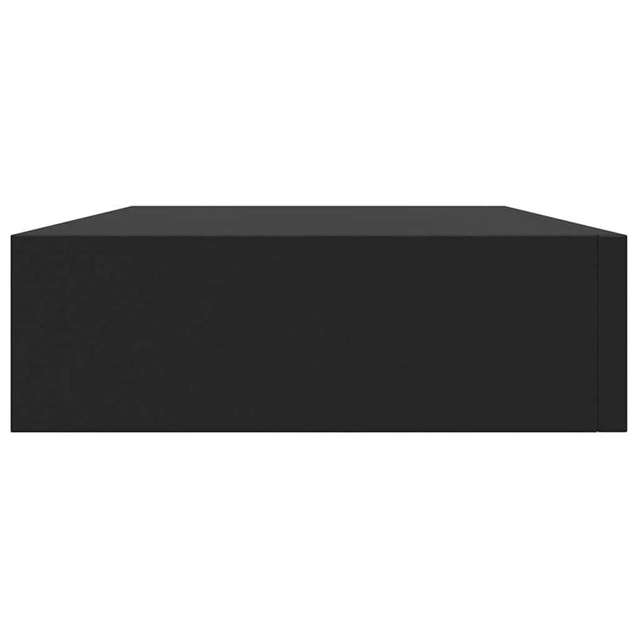 Floating Wall Shelf with Drawer Black 48x25x8 cm