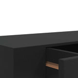 Floating Wall Shelf with Drawer Black 48x25x8 cm - Low Angle