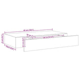Floating Wall Shelf with Drawer Black 48x25x8 cm