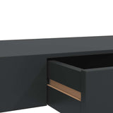 Floating Wall Shelf with Drawer Black 80x25x8 cm - Low Angle
