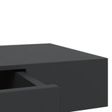 Floating Wall Shelf with Drawer Black 80x25x8 cm