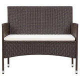 4 Piece Garden Lounge Set with Cushions Poly Rattan Brown - Side View