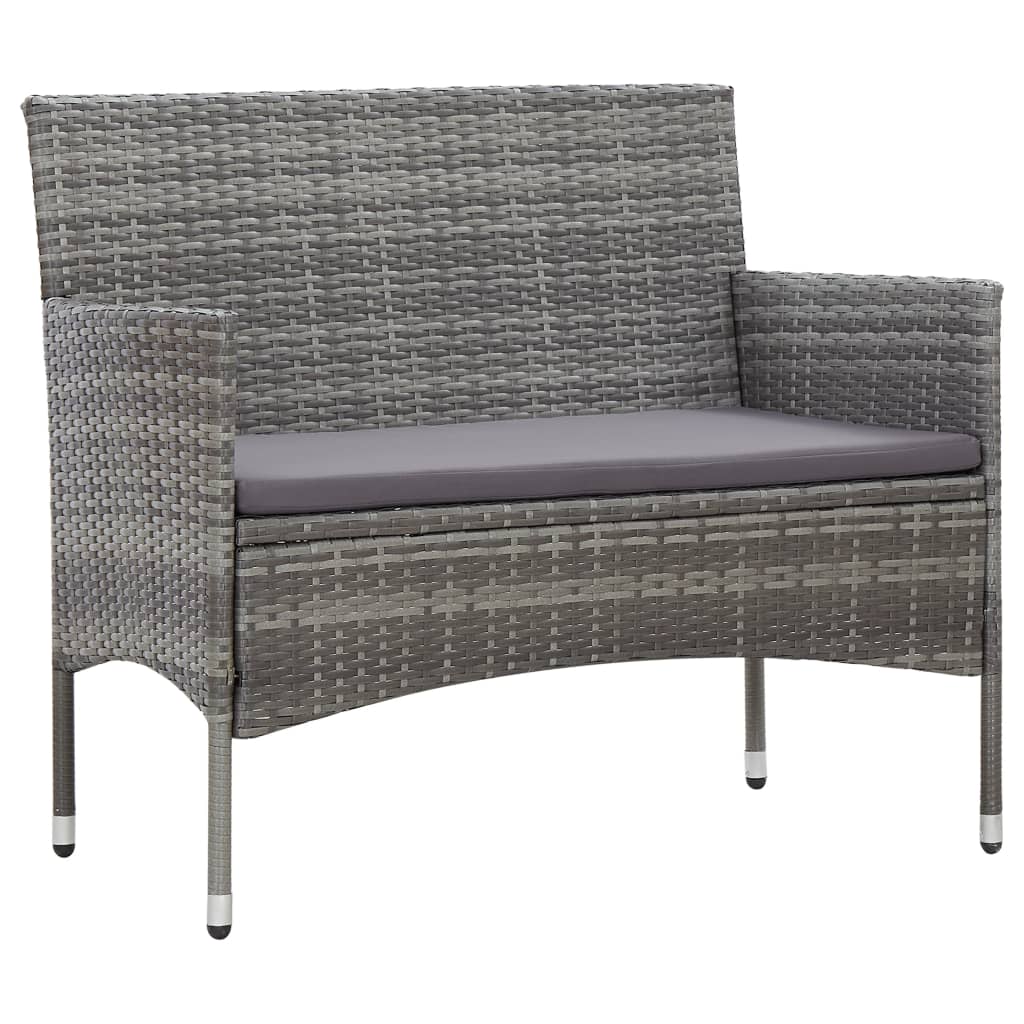 4 Piece Garden Lounge Set with Cushions Poly Rattan Grey