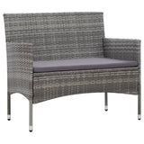 4 Piece Garden Lounge Set with Cushions Poly Rattan Grey - Front View
