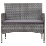 4 Piece Garden Lounge Set with Cushions Poly Rattan Grey - Side View