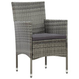 4 Piece Garden Lounge Set with Cushions Poly Rattan Grey - Rear View