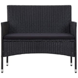 4 Piece Garden Lounge Set with Cushions Poly Rattan Black - Side View