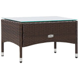 4 Piece Garden Lounge Set With Cushions Poly Rattan Brown - Front View