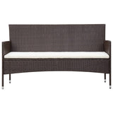 4 Piece Garden Lounge Set With Cushions Poly Rattan Brown - Rear View
