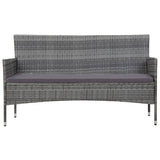 4 Piece Garden Lounge Set With Cushions Poly Rattan Grey - Side View