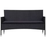 4 Piece Garden Lounge Set With Cushions Poly Rattan Black - Side View