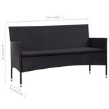 4 Piece Garden Lounge Set With Cushions Poly Rattan Black
