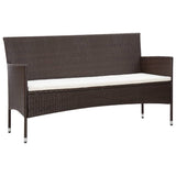 5 Piece Garden Lounge Set With Cushions Poly Rattan Brown - Side View