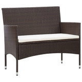 5 Piece Garden Lounge Set With Cushions Poly Rattan Brown - 45-Degree Angle