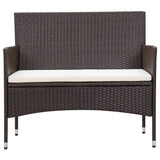 5 Piece Garden Lounge Set With Cushions Poly Rattan Brown - Rear View