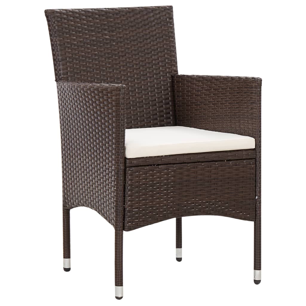 5 Piece Garden Lounge Set With Cushions Poly Rattan Brown