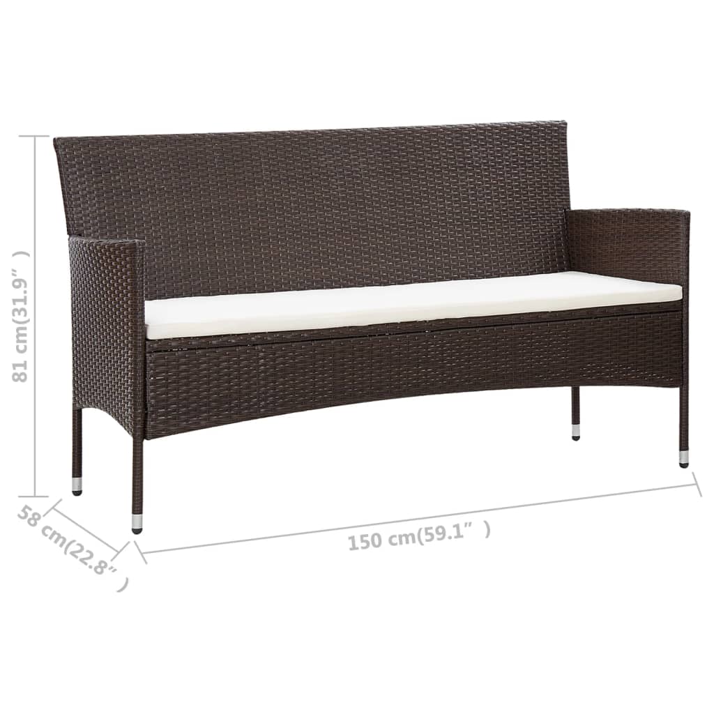 5 Piece Garden Lounge Set With Cushions Poly Rattan Brown