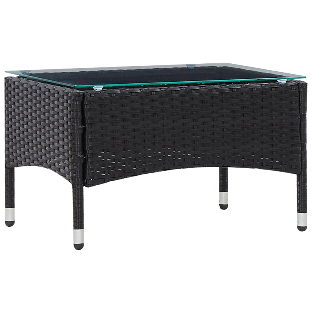 5 Piece Garden Lounge Set With Cushions Poly Rattan Black