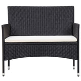5 Piece Garden Lounge Set With Cushions Poly Rattan Black - Close-Up Angle