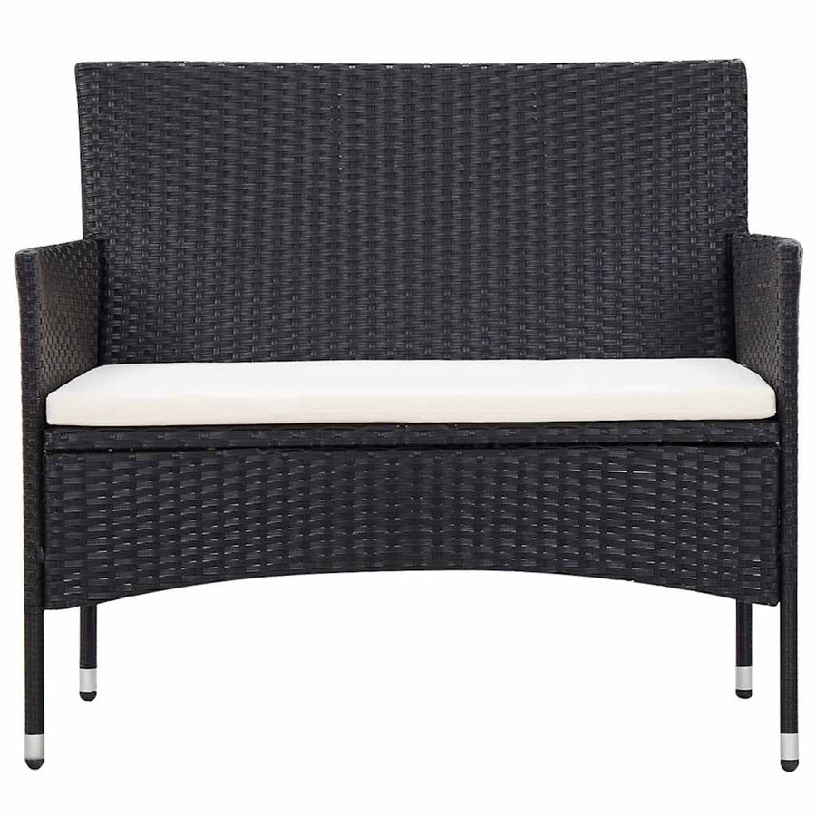 5 Piece Garden Lounge Set With Cushions Poly Rattan Black