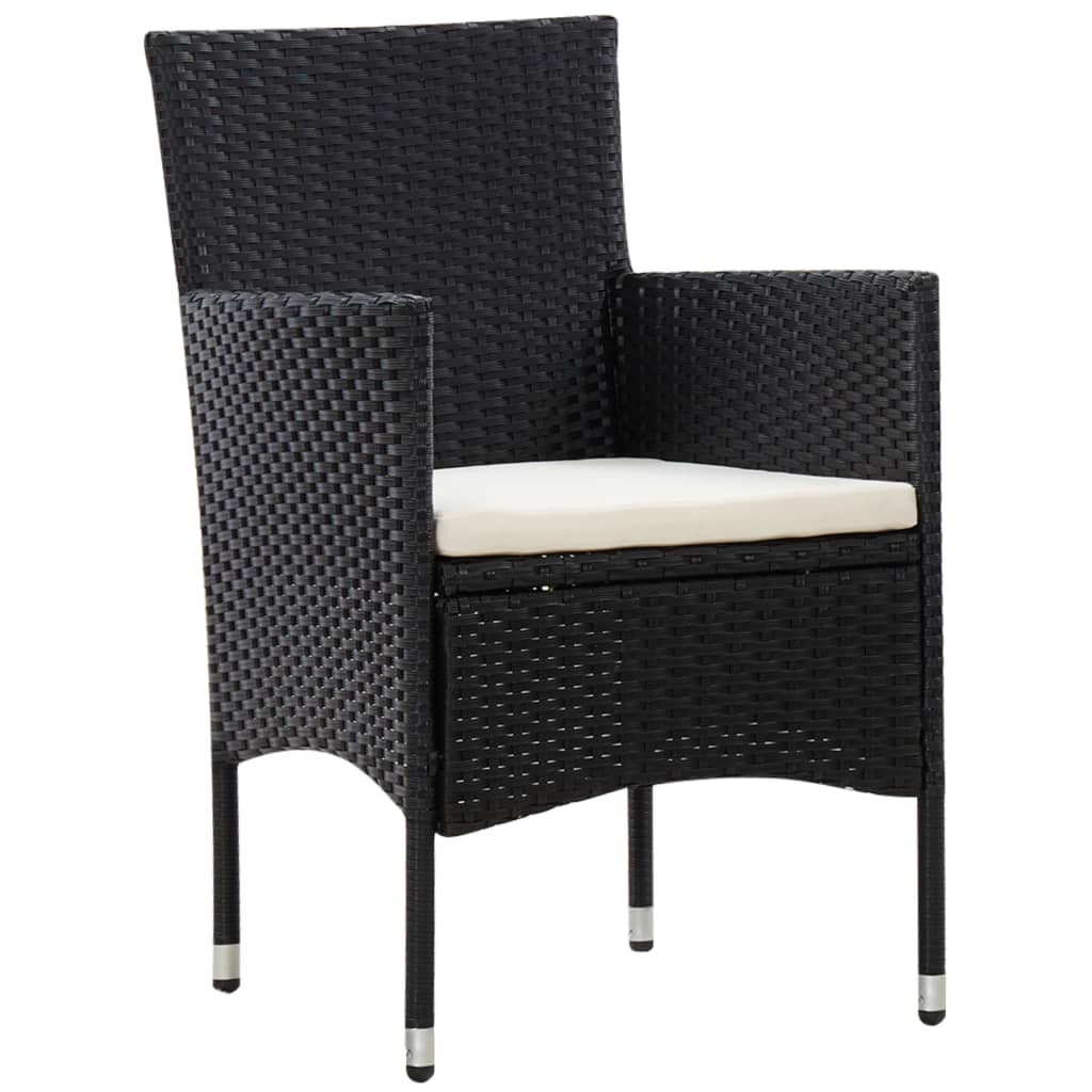 5 Piece Garden Lounge Set With Cushions Poly Rattan Black