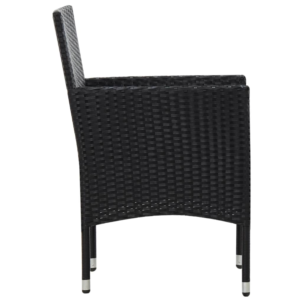 5 Piece Garden Lounge Set With Cushions Poly Rattan Black