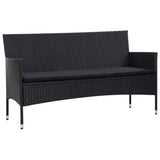 5 Piece Garden Lounge Set With Cushions Poly Rattan Black - Side View