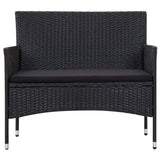 5 Piece Garden Lounge Set With Cushions Poly Rattan Black - Extra Image