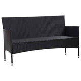 3-Seater Garden Sofa with Cushions Black Poly Rattan - Side View