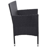 3-Seater Garden Sofa with Cushions Black Poly Rattan - Top-Down View