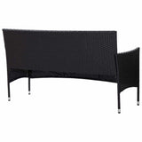 3-Seater Garden Sofa with Cushions Black Poly Rattan - 45-Degree Angle