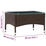 Coffee Table Brown 60x40x36 cm Poly Rattan - 45-Degree Angle