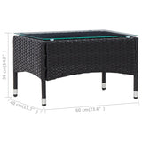 Coffee Table Black 60x40x36 cm Poly Rattan - 45-Degree Angle