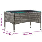 Coffee Table Grey 60x40x36 cm Poly Rattan - 45-Degree Angle