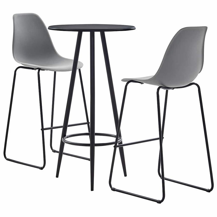 3 Piece Bar Set Plastic Grey